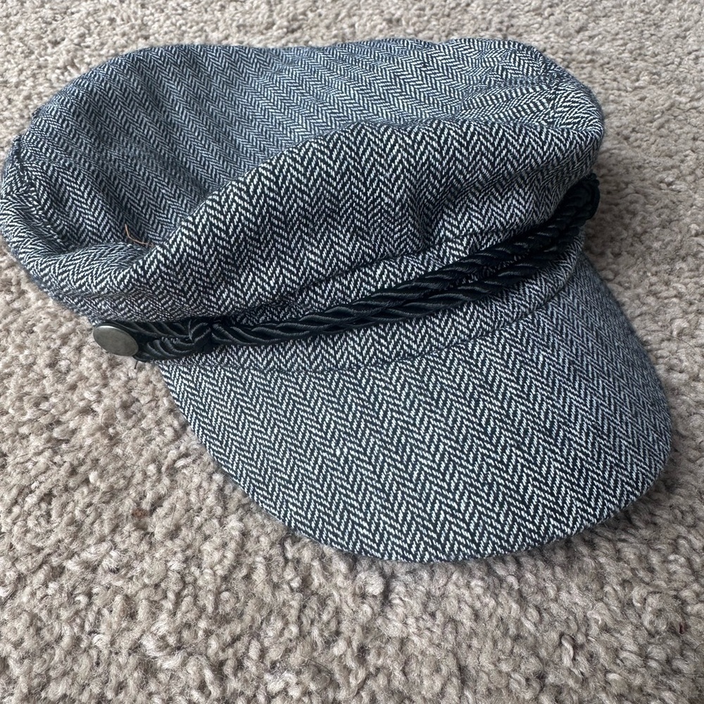 Gray Herringbone Newsboy Cap